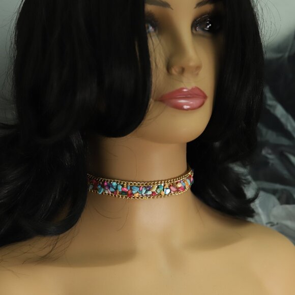 Pebbles Choker Necklace Adjustable fancy Chokers Multi Color stones  (#68) - Picture 11 of 12